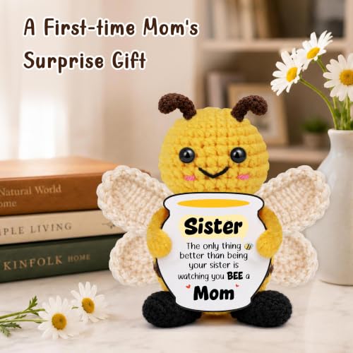 Sister Pregnancy Gift Crochet Bee - New Mom Keepsake for Sister, Baby Shower Present