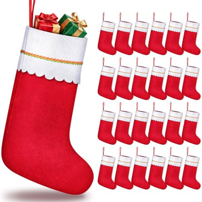 15 Inch Christmas Stockings Set of 24 Red Felt Fireplace Decor Variation of 15inch / 24