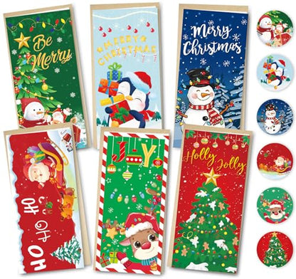 Christmas Money Holders Set with Envelopes - 24 Pack Holiday Cash Gift Cards
