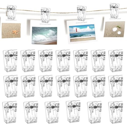 Clear Self Adhesive Wall Clips 20-Pack for Tapestry & Light Items