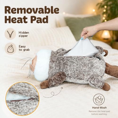 Large Weighted Beaver Plush Toy with Removable Heating Pad - 18 Inch Cozy Woodland Animal