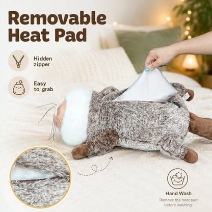 Large Weighted Beaver Plush Toy with Removable Heating Pad - 18 Inch Cozy Woodland Animal