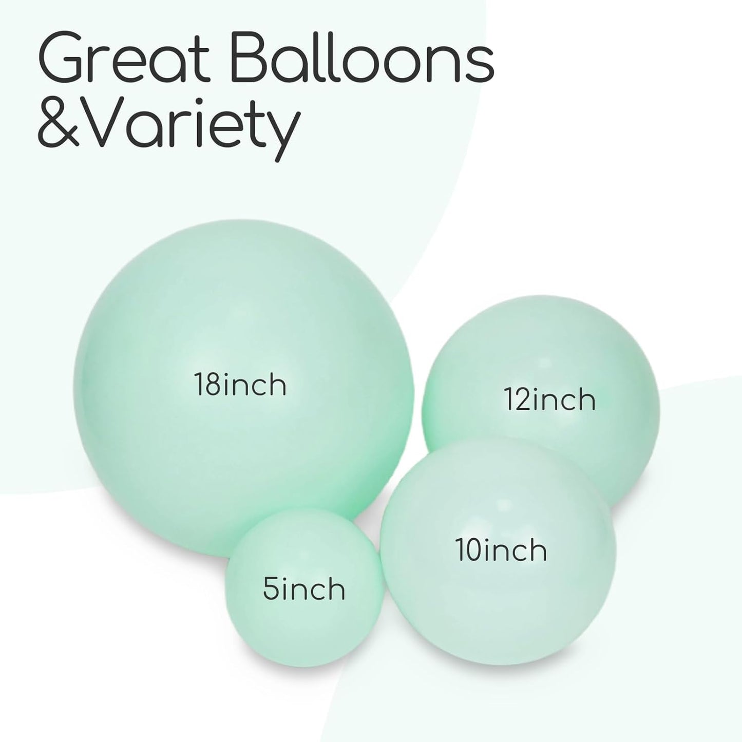Skiennix Mint Green Balloon Set - 120 Latex Balloons in 5 Sizes for Birthday & Wedding Decor