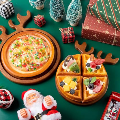 Christmas Wooden Serving Trays Set of 8 Deer Antler Design Rustic Food Platters