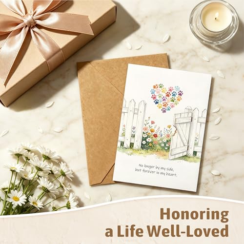 Pet Loss Sympathy Card for Dogs & Cats - Memorial & Bereavement Gift