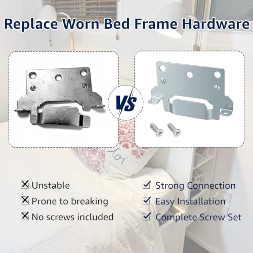 Bed Frame Mounting Plates Brackets with Screws for IKEA - Steel Hardware Kit