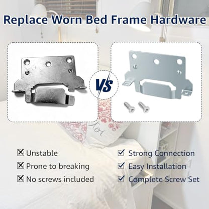 Bed Frame Mounting Plates Brackets with Screws for IKEA - Steel Hardware Kit