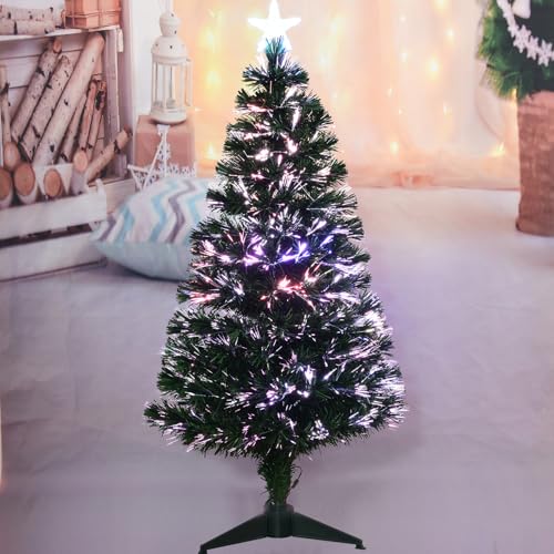 4FT Fiber Optic Green Christmas Tree with Stand Pre-lit Top Star Indoor Holiday Decoration - Variation of THIS listing