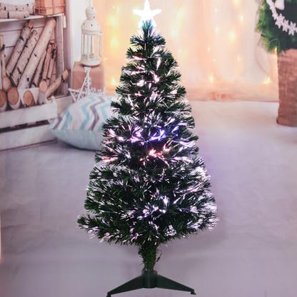 4FT Fiber Optic Green Christmas Tree with Stand Pre-lit Top Star Indoor Holiday Decoration - Variation of THIS listing