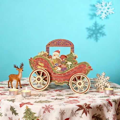 Red Christmas Vintage Car Greeting Card with Envelope for Son Granddaughter & Family