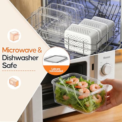 Clear Fruit Storage Containers for Fridge - 3 Pack with Airtight Seal
