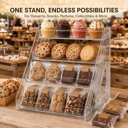 4 Tier Clear Acrylic Display Riser Stand for Cupcakes Perfume Cosmetics