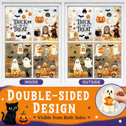 Halloween Window Cling Stickers - Ghost & Pumpkin Decor, Style 2