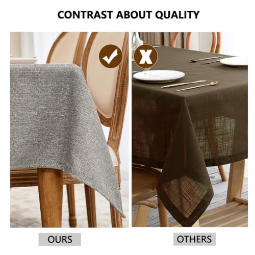 Taupe Grey Rectangular Tablecloth 118x57 Inches Linen Textured Water-Resistant