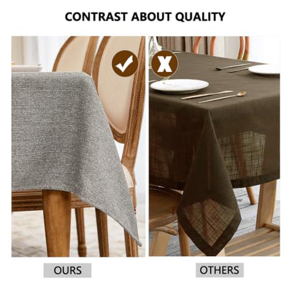 Taupe Grey Rectangular Tablecloth 118x57 Inches Linen Textured Water-Resistant