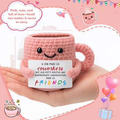 Coworkers Gift - Funny Crochet Teacup for Work Bestie - Farewell, Birthday, Christmas - Variation of Coworkers