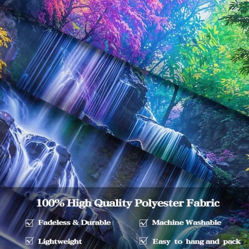 Blacklight Waterfall Forest Tapestry 48 x 36 Inch - Purple Blue Variation