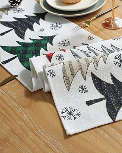 Christmas Table Runner 72 Inch Long with Leopard Christmas Tree Pattern - Festive Holiday Decor