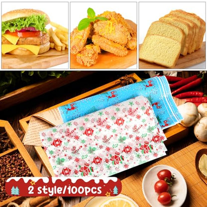 Christmas Wax Paper Sheets 100 Pack Food Wraps for Baking & Food Packaging