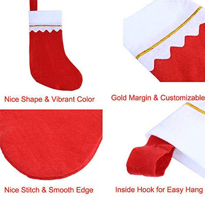 CCINEE 12-Pack Red Felt Christmas Stockings 15-Inch with 7-Inch Opening