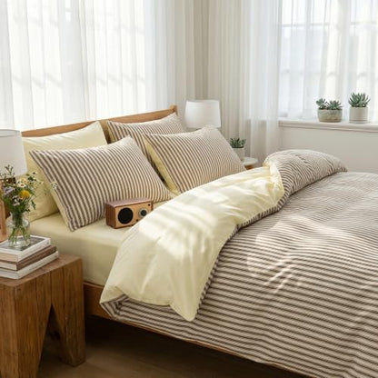 Yellow Printed Duvet Cover Set Queen Without Comforter - 3 Pieces
