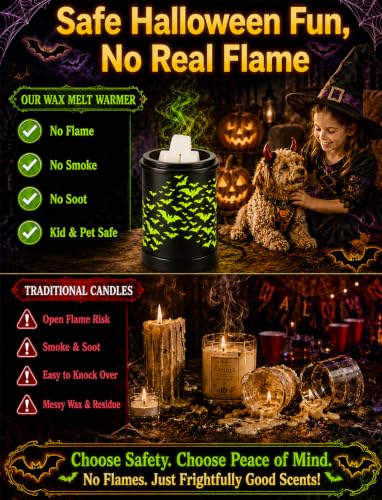 Halloween Bat Wax Melt Warmer - Colorful Electric Fragrance Warmer with Bat Design