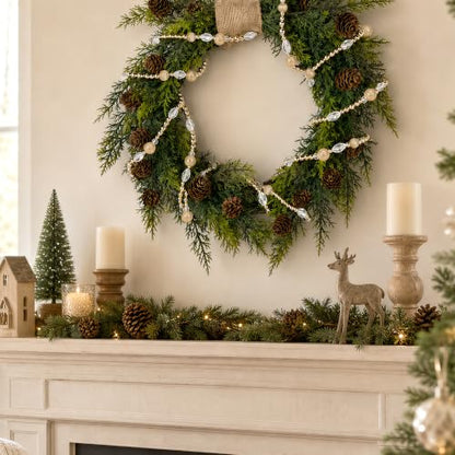 Golden 2-Pack 20ft Christmas Bead Garland for Holiday Decor