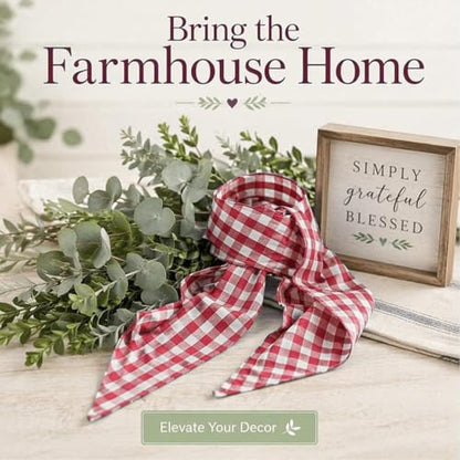 Red-White Gingham Wreath Sash for Front Door - Patriotic & Decorative