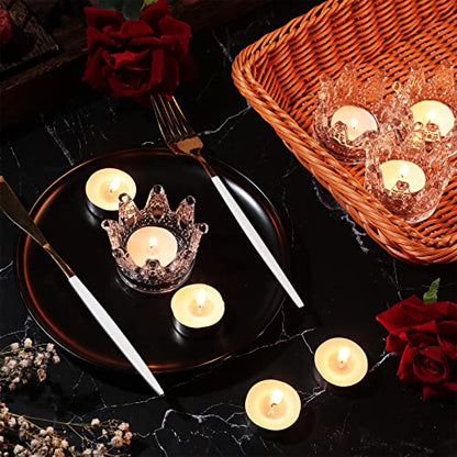 24 Pcs Gold Clear Crown Candle Holders Votive Set - Elegant Home Decor - Clear Style