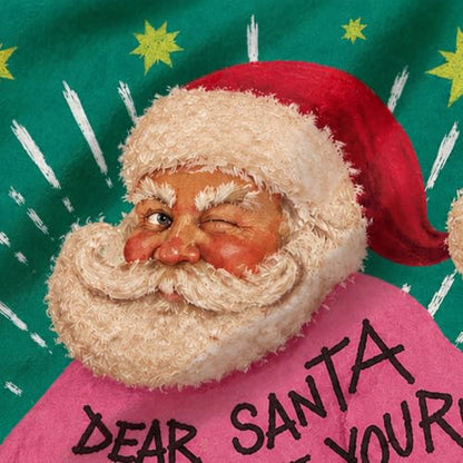 Pink Christmas Shower Curtain Set with 12 Hooks - 72x72 Inch, Teal Santa Quote