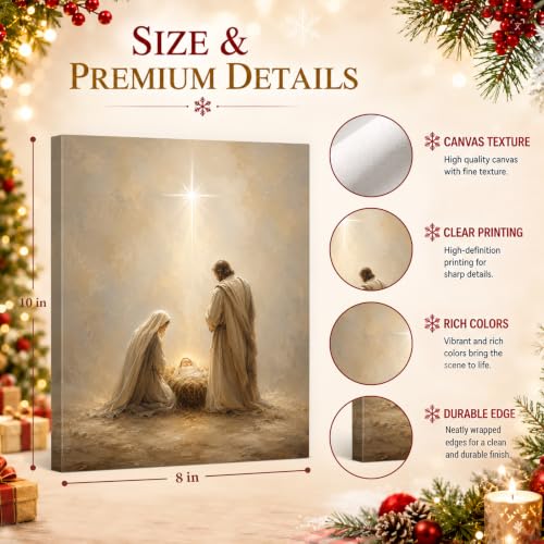 Christmas Wall Art Decor Nativity Canvas Holiday Home Accent