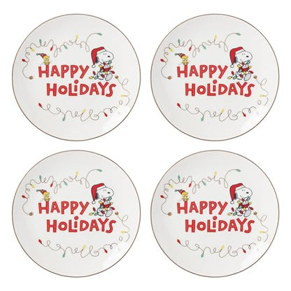 Lenox Snoopy Christmas Porcelain 12-Piece Dessert Set for 4