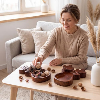 Elk Wooden Bowl Tray - Christmas Decor & Serving Platter - 8oz Capacity