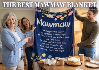 50x65 Inch Blue Flowers Flannel Throw Blanket for Mawmaw Gifts