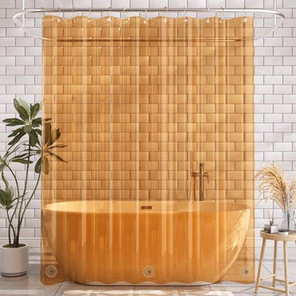 AmazerBath Long Shower Curtain Liner, 72x78 Plastic White Shower Curtain Liner, Cute Waterproof PEVA Shower Curtains, Lightweight Shower Curtains for Bathroom with Magnets and 12 Rustproof Grommets