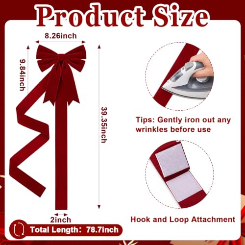 Christmas Cabinet Bows Set - Velvet Red 12 Pcs for Kitchen & Holiday Decor