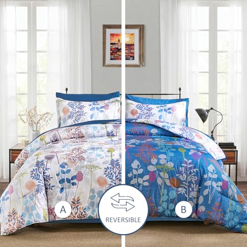 7-Piece King Size Botanical Comforter Set - Microfiber Bed Bedding