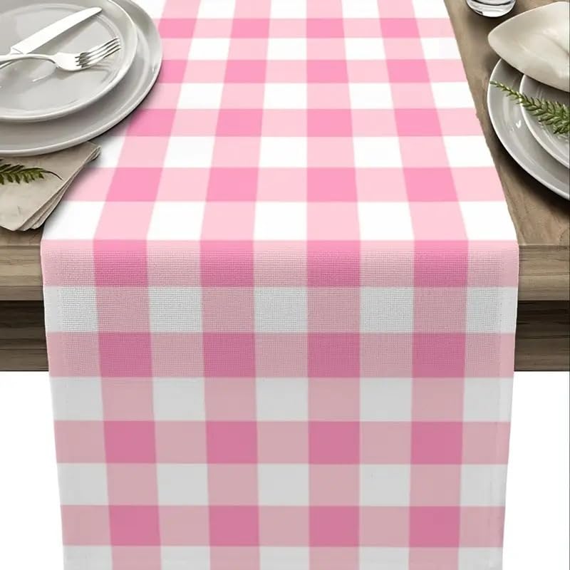 Pink Buffalo Plaid Table Runner - Light Pink, 13x72 Inch, Seasonal Valentine's Day & Spring Decor