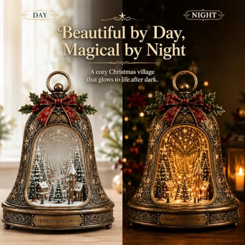 Christmas Village Infinity Bell - Lighted 3D Holiday Decor with Warm LED Glow
