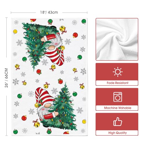 Gnome Christmas Kitchen Towels Set of 2 18x26 Inches - Holiday Decor