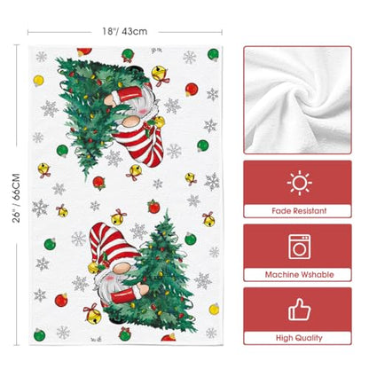 Gnome Christmas Kitchen Towels Set of 2 18x26 Inches - Holiday Decor