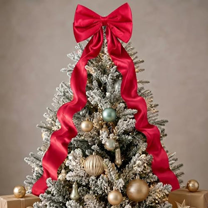 Large Satin Christmas Decoration Bow - Red 20 x 83 Inch Holiday Ribbon