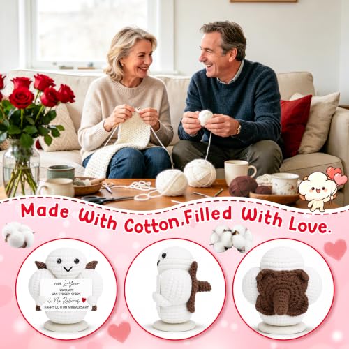 Funny 2nd Anniversary Cotton Gift for Couples Handmade Crochet Keepsake