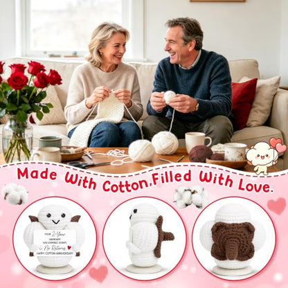 Funny 2nd Anniversary Cotton Gift for Couples Handmade Crochet Keepsake