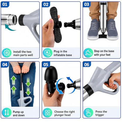 High Pressure Toilet Plunger with Pressure Gauge - Drain Clog Remover