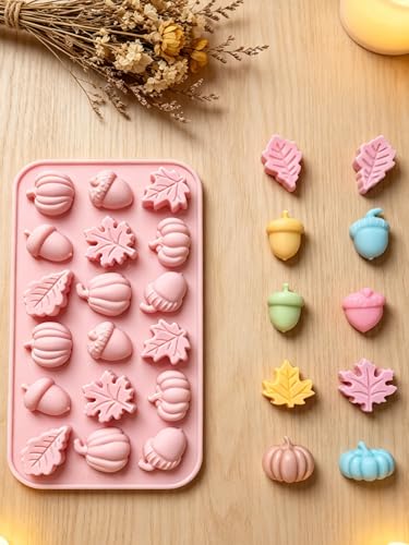 Pumpkin Maple Leaves Silicone Mold - Fall Theme Chocolate, Resin, Cake Decoration, 2 Pieces