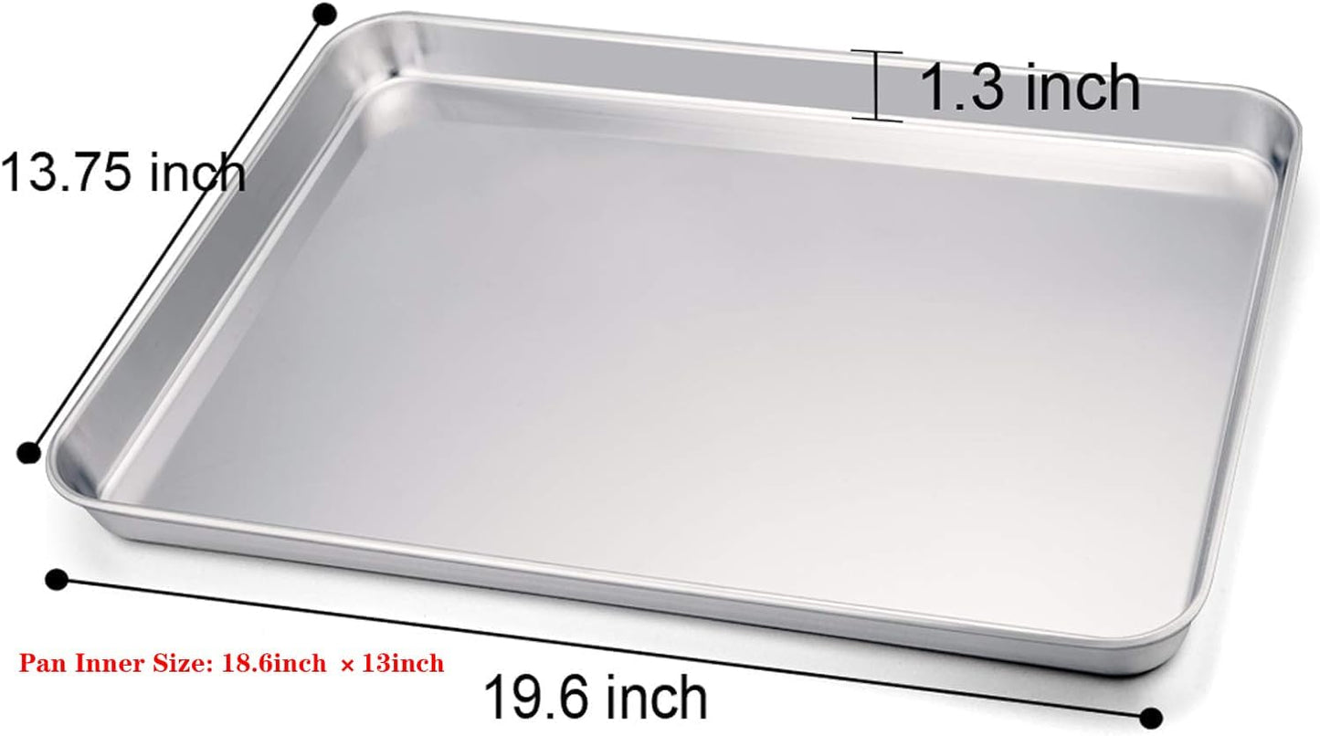 TeamFar Baking Sheet Set - Heavy Duty Stainless Steel Cookie Sheets | Non-Toxic, Dishwasher Safe, 20" x 14" - 2 Pieces