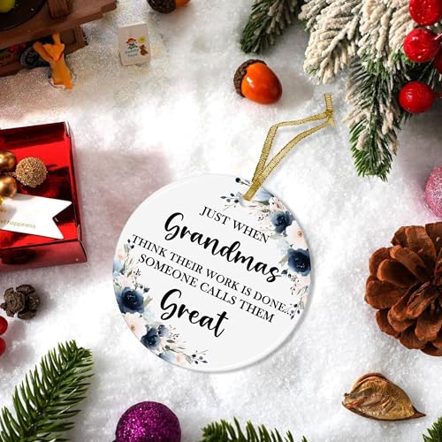 Grandma Pregnancy Announcement Ceramic Ornament - 3x3 Inch - Variation: Grandma