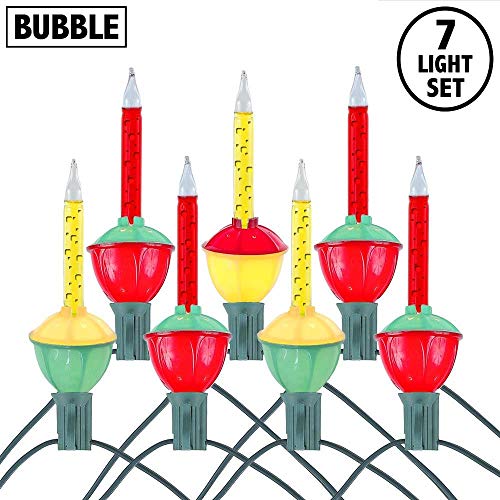 Novelty Lights Traditional Christmas Bubble Light Set - Red & Yellow, 6 Feet, 7 Bulbs