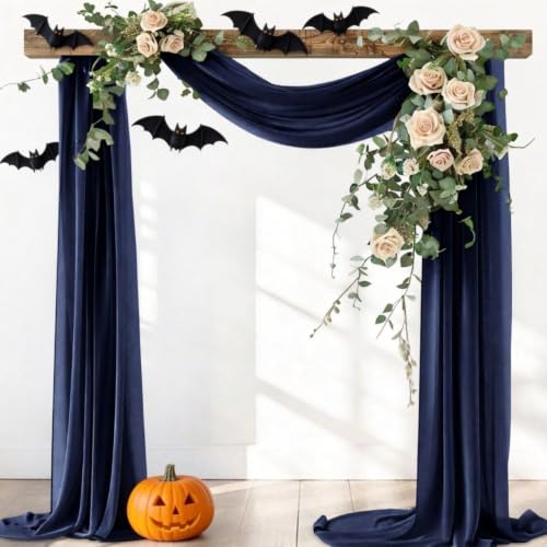 Navy Blue Wedding Arch Draping Fabric Backdrop 4 Panels - 29"×20Ft, Pack of 4